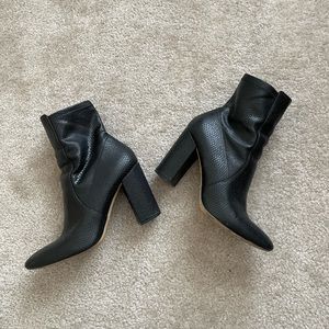 Black snakeskin booties